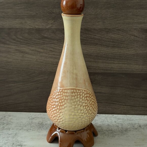 Vintage 70s Frankoma Joniece Frank V-7 Coffee Desert Gold Decanter With Stopper - Picture 4 of 10